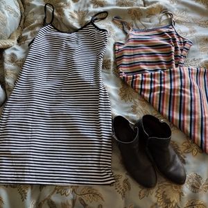 Two Romwe size M mini dresses & one pair of black used Kensie size 8 ankle boots